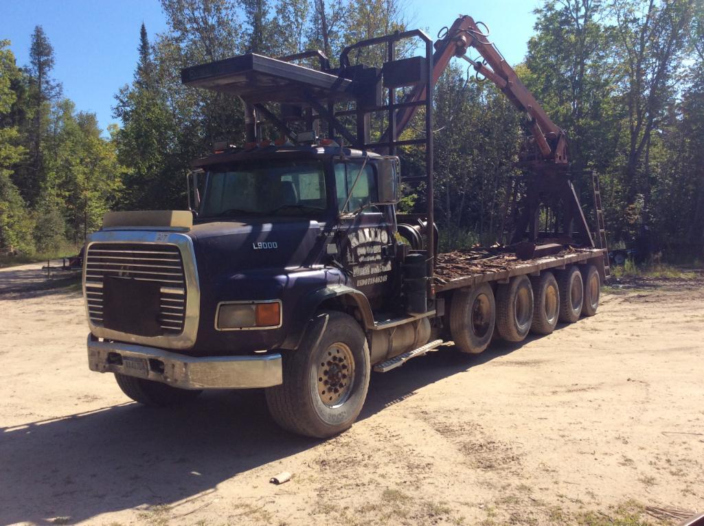 1996 Ford L9000 5-axle log truck; Cummins N14; Eaton Fuller 8LL; 455/65R 22.5 front floats; 11R 22.5