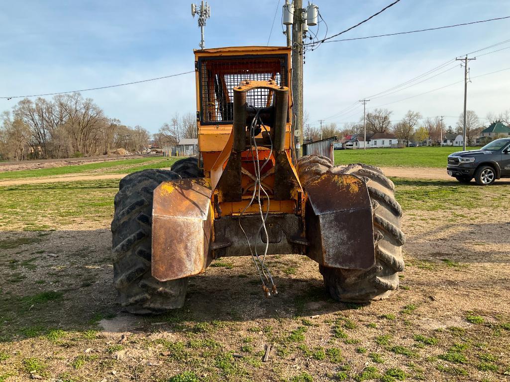 1991 John Deere 540E cable skidder; cab; 23.1 x 26 tires, 11,725 hours showing; s/n DW540EC534530.