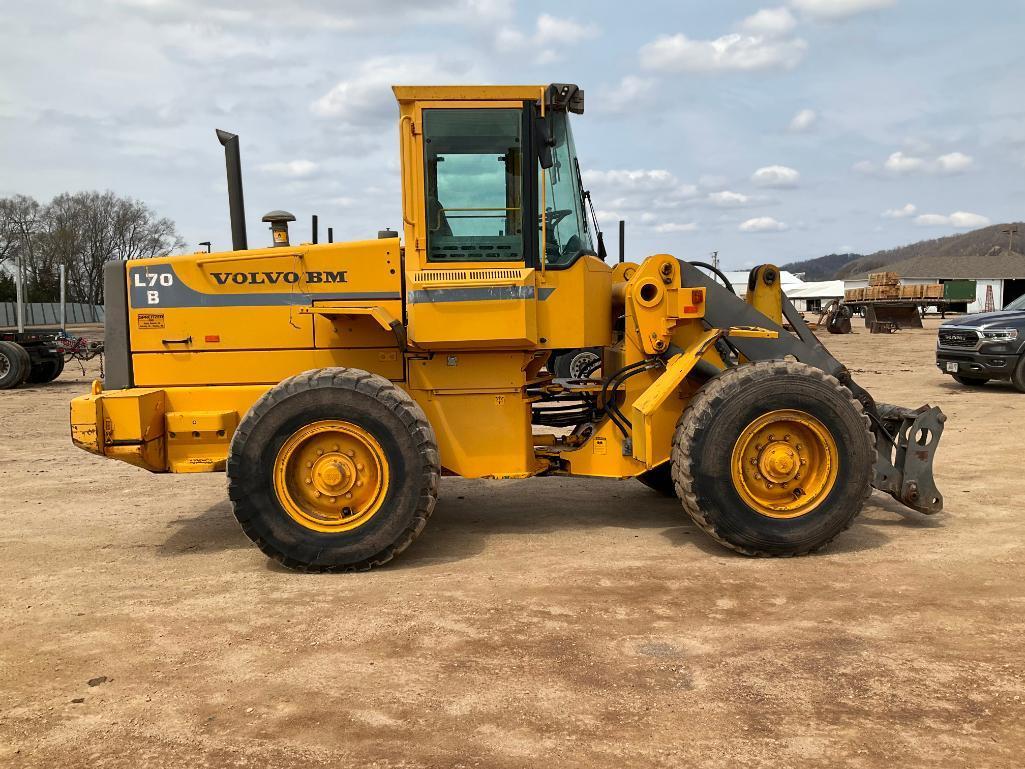 1994 Volvo L70B wheel loader; cab w/ A.C.; 17.5R 25 tires; Q.C.; 23,641 hours showing; s/n