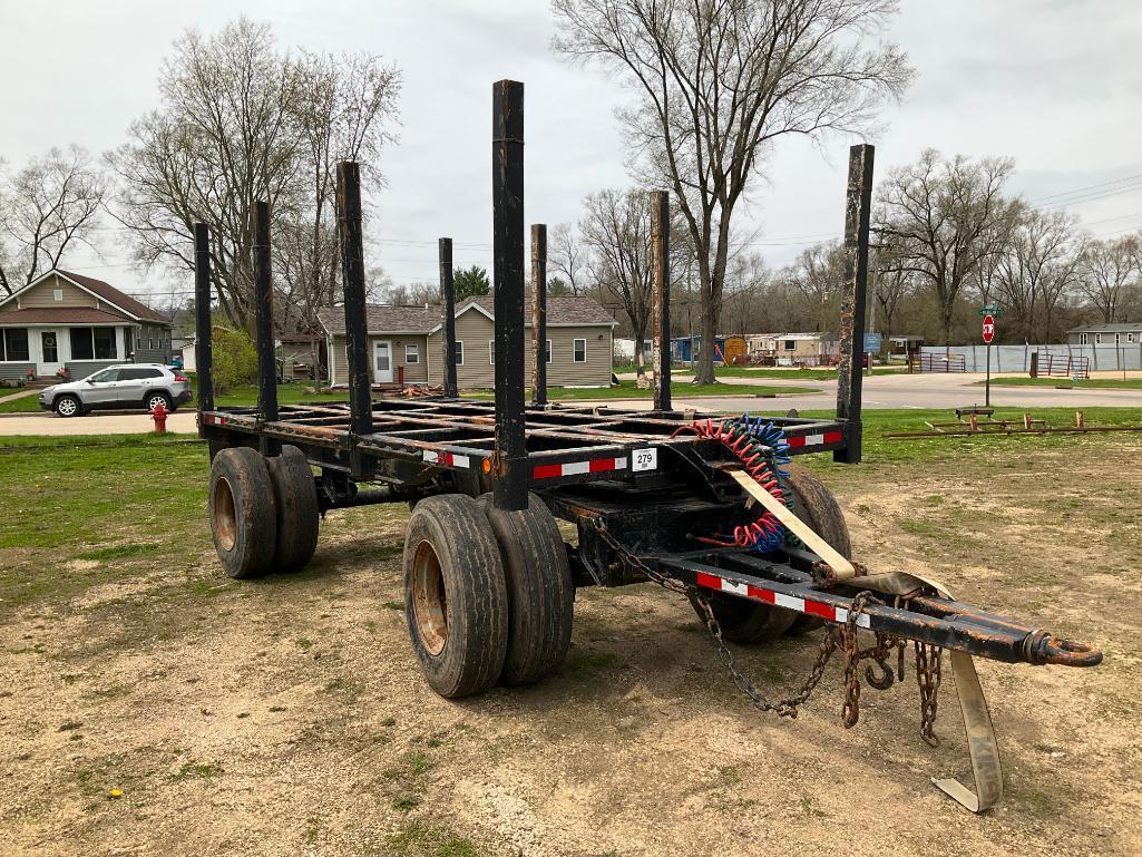 (TITLE) 1981 Cedar 2-axle 16' log pup trailer; 11R 22.5 tires, spring ride; steel stakes; s/n