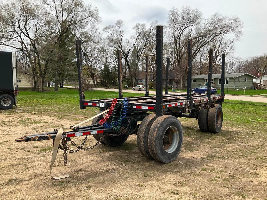 (TITLE) 1981 Cedar 2-axle 16' log pup trailer; 11R 22.5 tires, spring ride; steel stakes; s/n