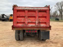 (TITLE) 1989 Mack Econodyne RD690 S quad axle dump truck, Mack EM6-300L 300 hp engine; Maxitorque T