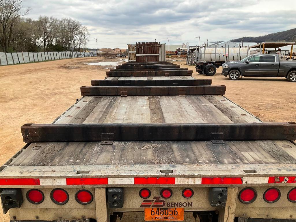 (TITLE) 1999 Benson 48' x 96" aluminum 10' spread axle flatbed trailer, air ride; bunks and