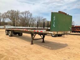 (TITLE) 1996 Benson 48' x 96" aluminum 10' spread axle flatbed trailer, air ride; bunks and