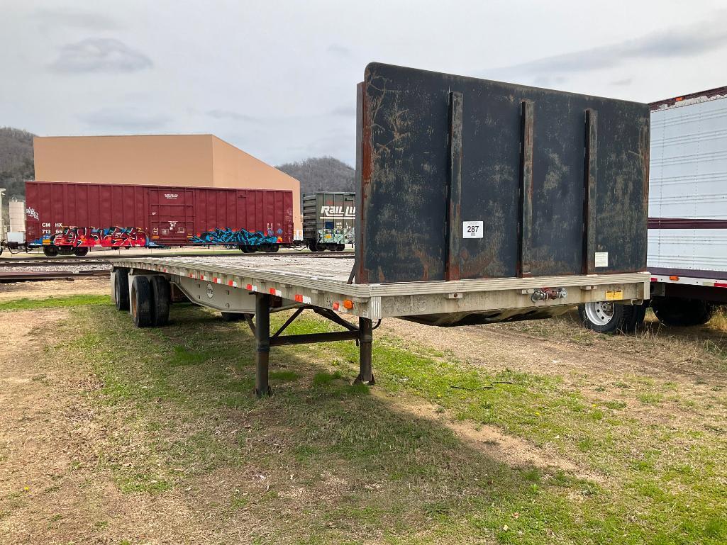 (TITLE) 1991 Reinke 48' x 96" aluminum tandem axle flatbed trailer; s/n IRPFA4828L1080159.