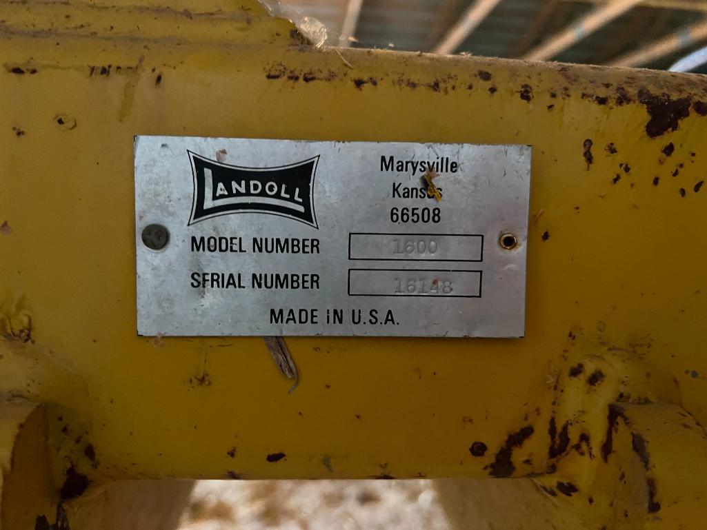 Landoll 1600 3pt mount 3-shank ripper, spring reset shanks, gauge wheels, SN: 16148.