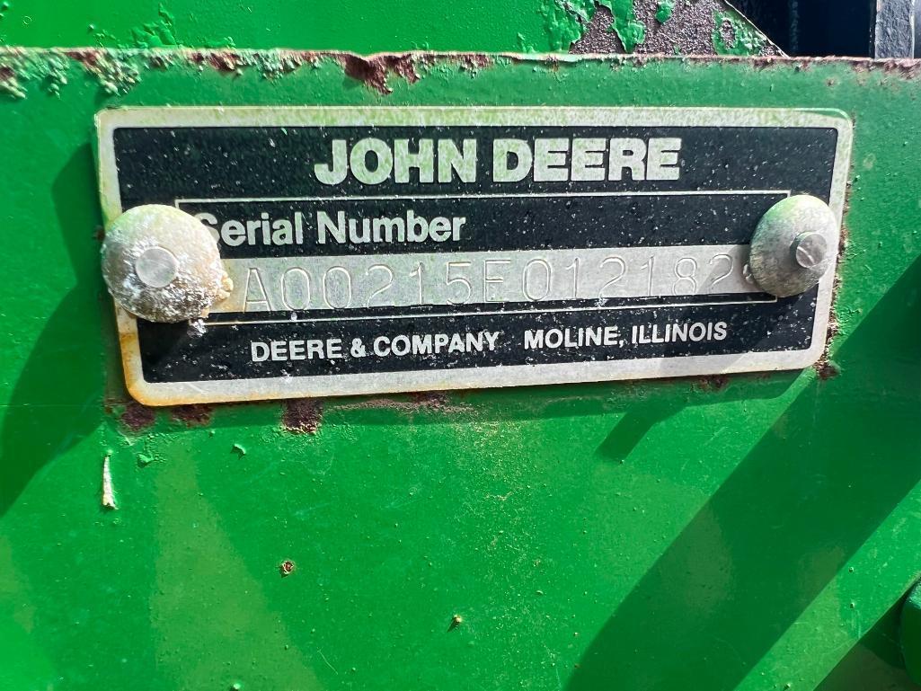 John Deere 215 14' disk, 9" spacing, good blades, hyd. lift cylinder, black frame, SN: