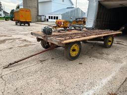 7' x 14' wood flat rack on John Deere 953 4-wheel wagon, SN: NA.