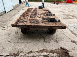 7' x 14' wood flat rack on John Deere 953 4-wheel wagon, SN: NA.