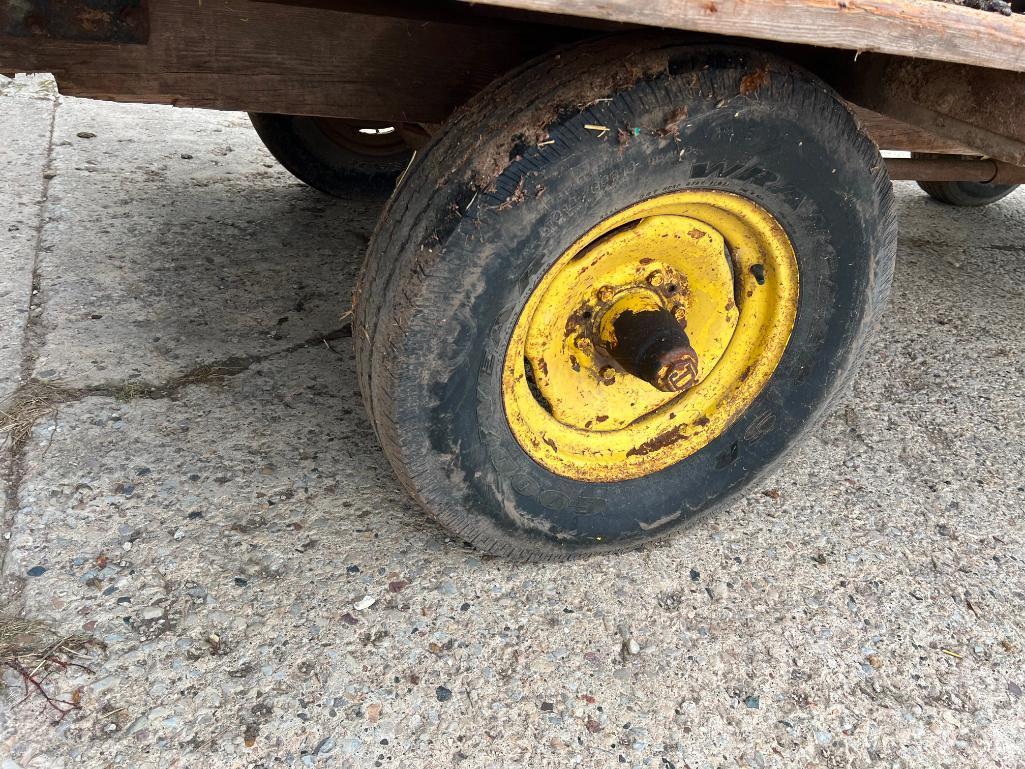 7' x 14' wood flat rack on John Deere 953 4-wheel wagon, SN: NA.