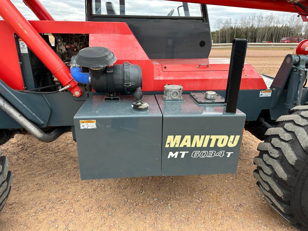 2014 Manitou MT6034T telehandler, OROPS, 4x4, 6,000 lb capacity, 34' lift, John Deere diesel engine,