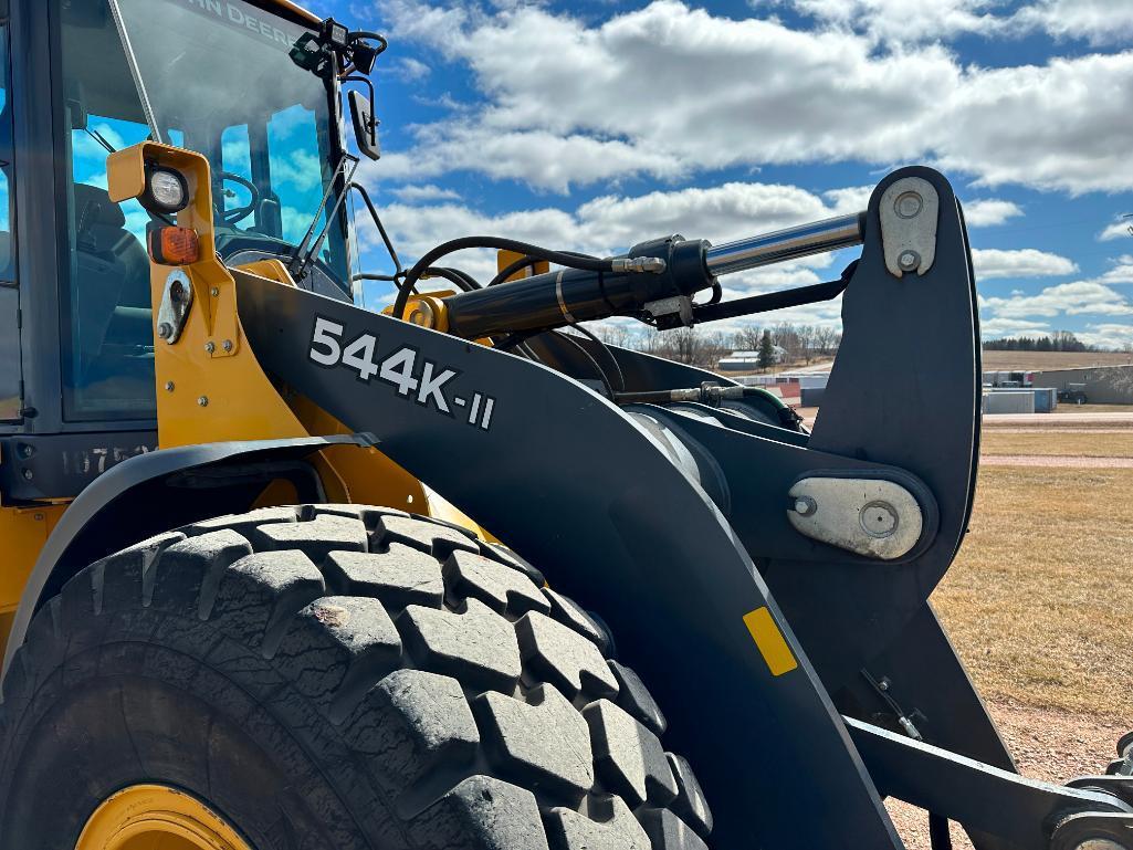 2018 John Deere 544K II wheel loader, cab w/ AC, 20.5x25 tires, 4-spd powershift trans, JRB quick