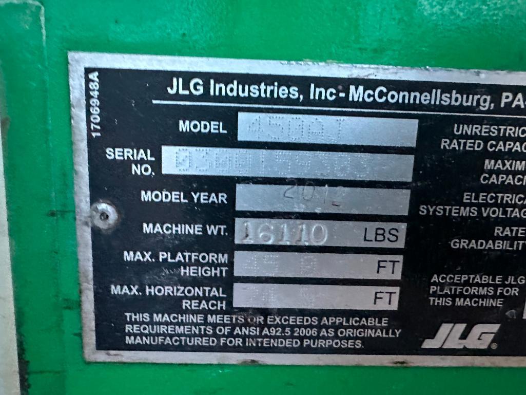 2012 JLG 450AJ Series II boom lift, 4x4, Deutz diesel engine, 45' lift, jib, 33x15.5-16.5 tires,