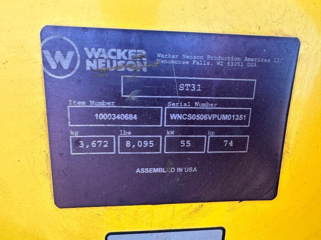 2019 Wacker Neuson ST31 track skid steer, OROPS, 12 1/2" tracks, aux hyds, pilot controls, Kohler