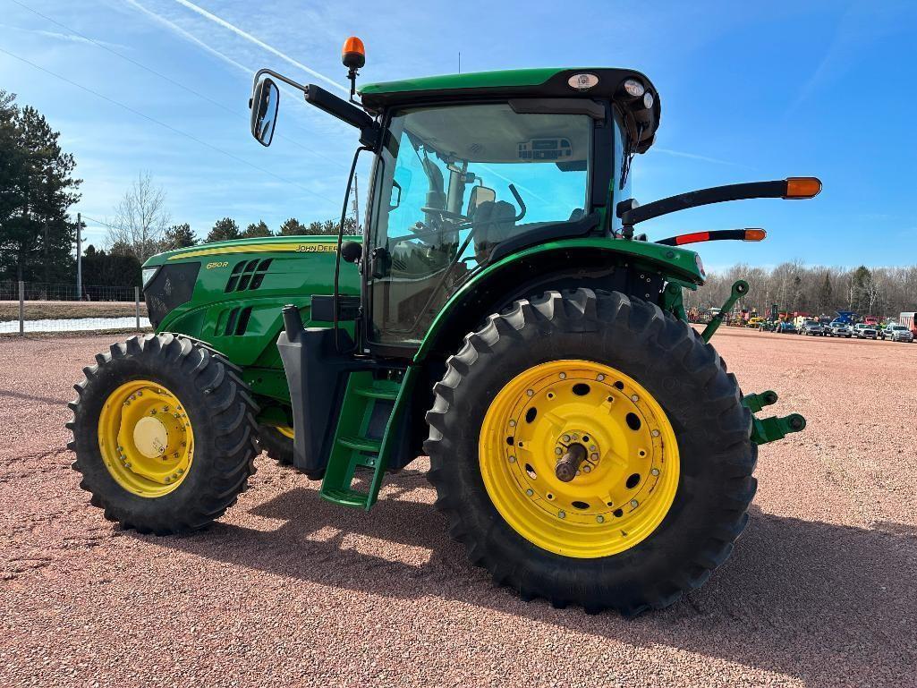 2013 John Deere 6150R tractor, CHA, MFD, IVT trans, 480/80R38 rear tires, bar axle, 3-hyds, 540/1000