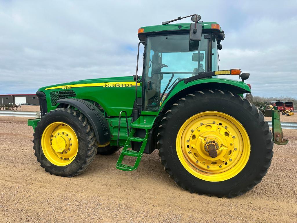 2004 John Deere 8320 tractor, CHA, MFD, 18.4x42 rear tires, powershift trans, 4-hyds, 1000 PTO,