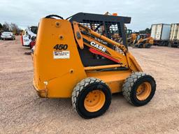 2007 Case 450 skid steer, OROPS, aux hyds, hyd quick coupler, 12x16.5 tires, hand controls, Ride