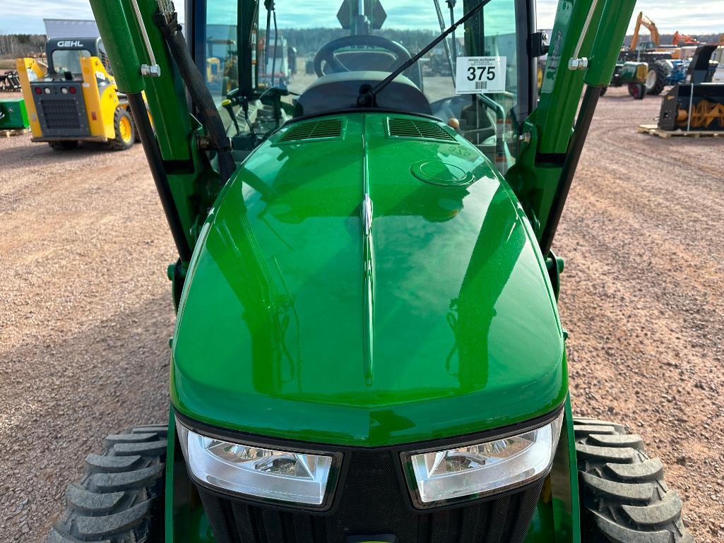 2021 John Deere 3046R compact tractor, cab w/heat & AC, 4x4, john Deere 320R loader, hydro trans,