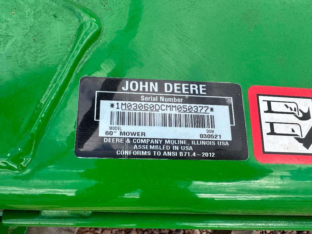 2021 John Deere Auto Connect 60D 60" belly mower deck, SN: 1M03060DCMM050377.