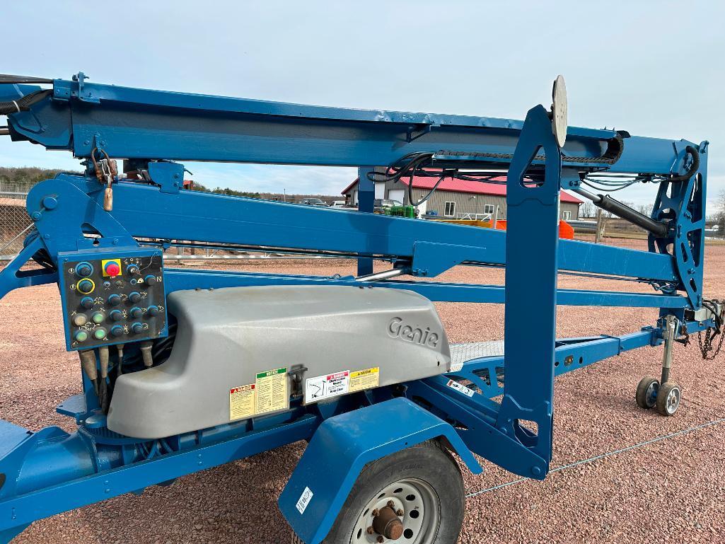 2009 Genie TZ-50 towable boom lift, electric powered, 50' lift, jib, outriggers, ball hitch,