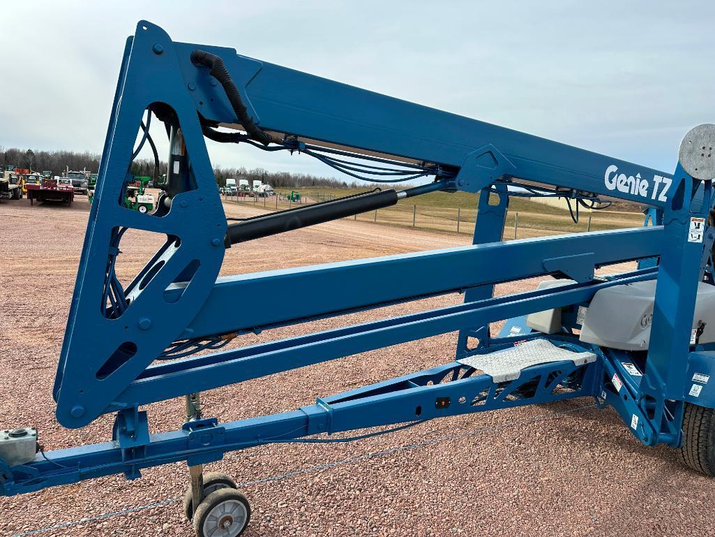 2009 Genie TZ-50 towable boom lift, electric powered, 50' lift, jib, outriggers, ball hitch,