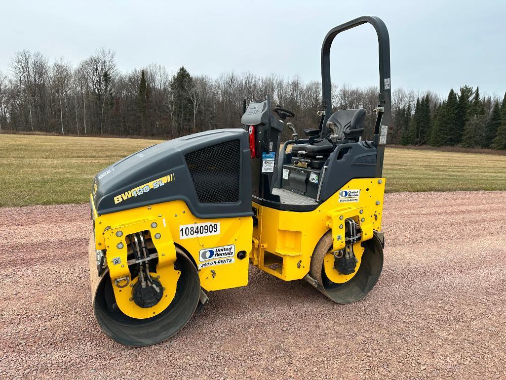 2018 Bomag BW120 SL-5 double drum roller, OROPS, 47" drums, Kubota diesel engine, hydro trans, water