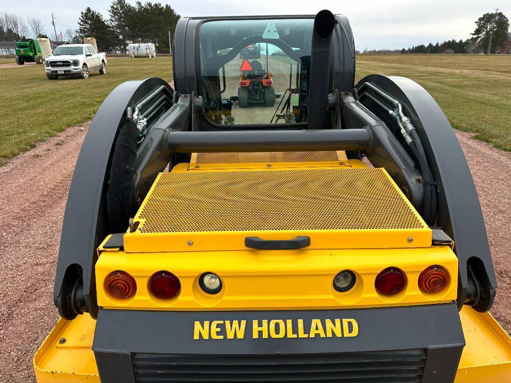 2018 New Holland C238 track skid steer, cab w/AC, 2-spd, aux hyds, pilot controls, 18" tracks,