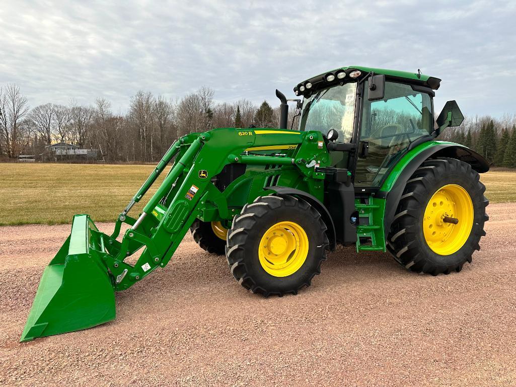 2016 John Deere 6130R tractor, CHA, MFD, John Deere 620R loader, 24-spd Powerquad trans w/ LHR,