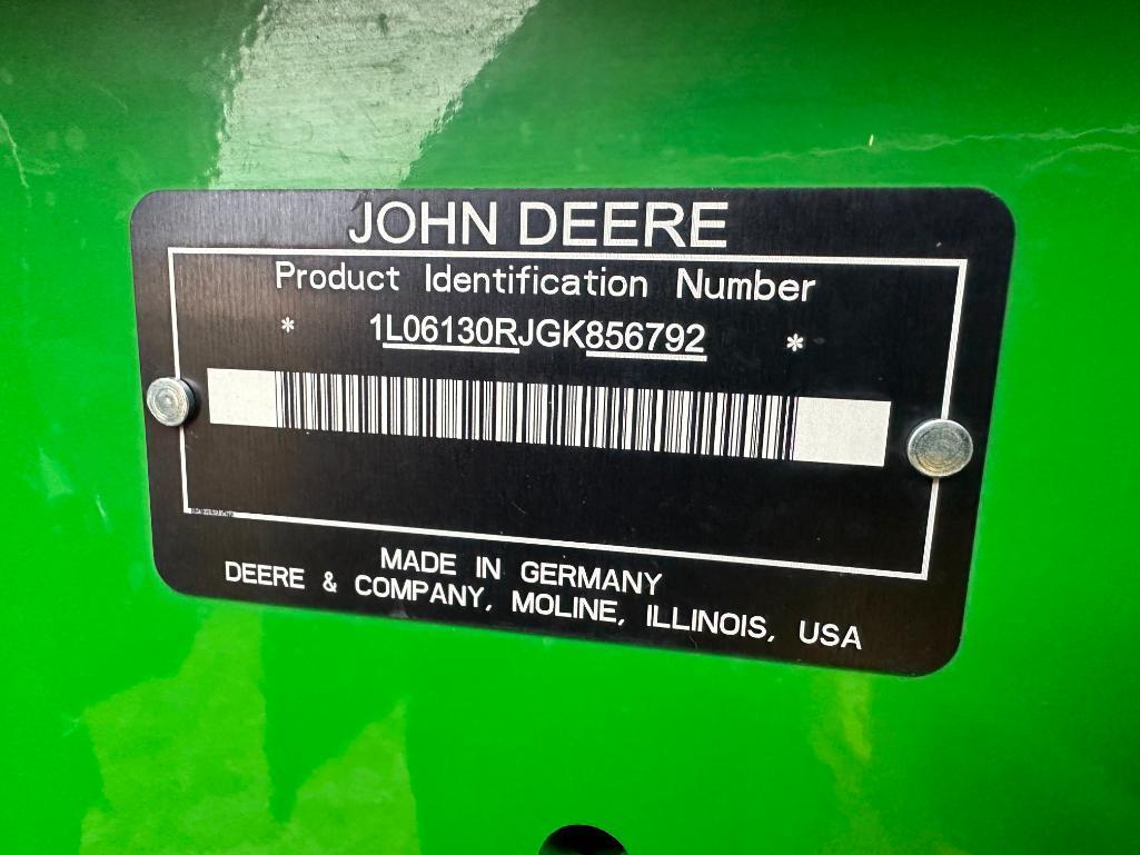 2016 John Deere 6130R tractor, CHA, MFD, John Deere 620R loader, 24-spd Powerquad trans w/ LHR,