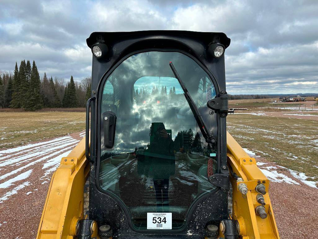 2019 Cat 249D track skid steer, cab w/AC, 12" tracks, aux hyds, hyd quick coupler, bucket, pilot