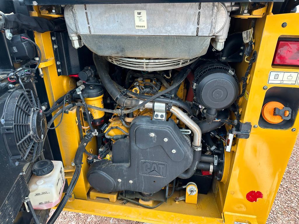 2019 Cat 249D track skid steer, cab w/AC, 12" tracks, aux hyds, hyd quick coupler, bucket, pilot