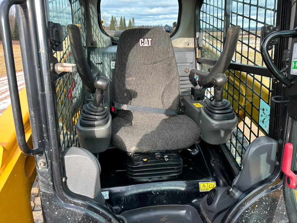 2019 Cat 249D track skid steer, cab w/AC, 12" tracks, aux hyds, hyd quick coupler, bucket, pilot