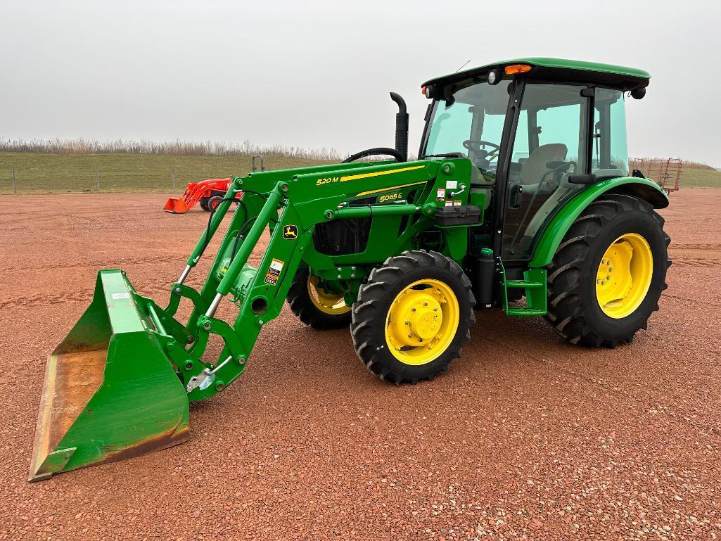 2018 John Deere 5065E tractor, CHA, MFD, John Deere 520M loader, 16.9x28 rear tires, 12-spd