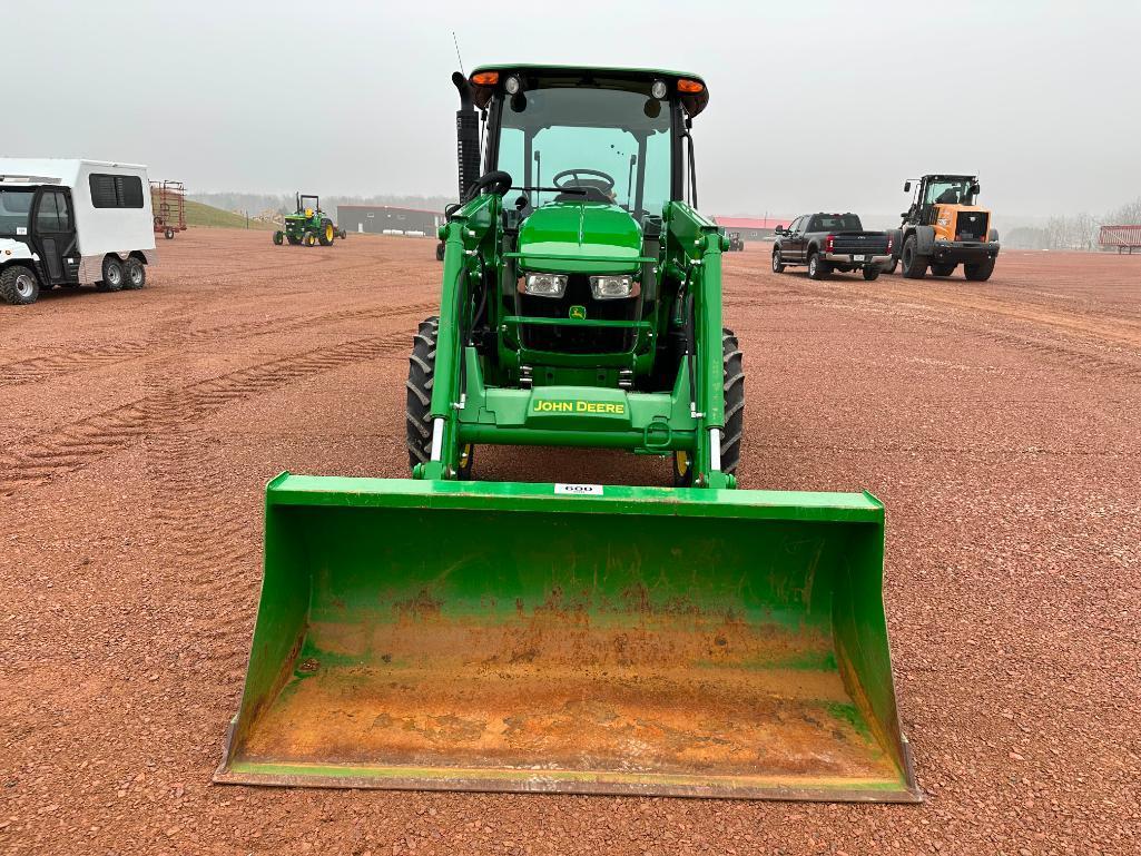 2018 John Deere 5065E tractor, CHA, MFD, John Deere 520M loader, 16.9x28 rear tires, 12-spd