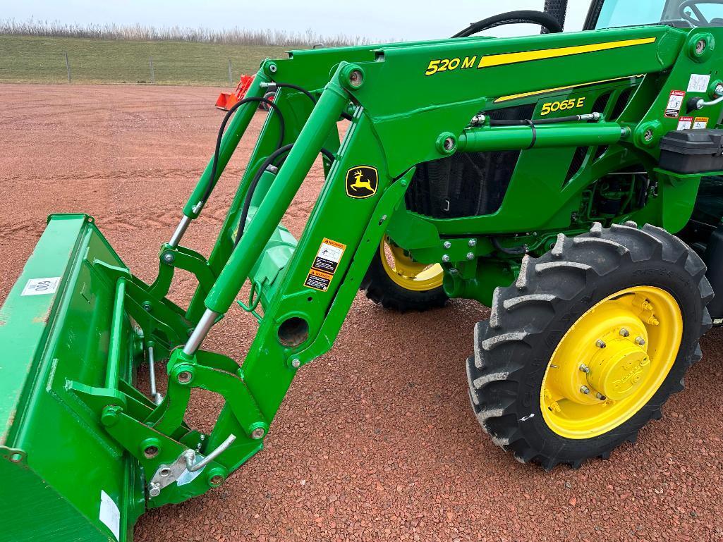 2018 John Deere 5065E tractor, CHA, MFD, John Deere 520M loader, 16.9x28 rear tires, 12-spd