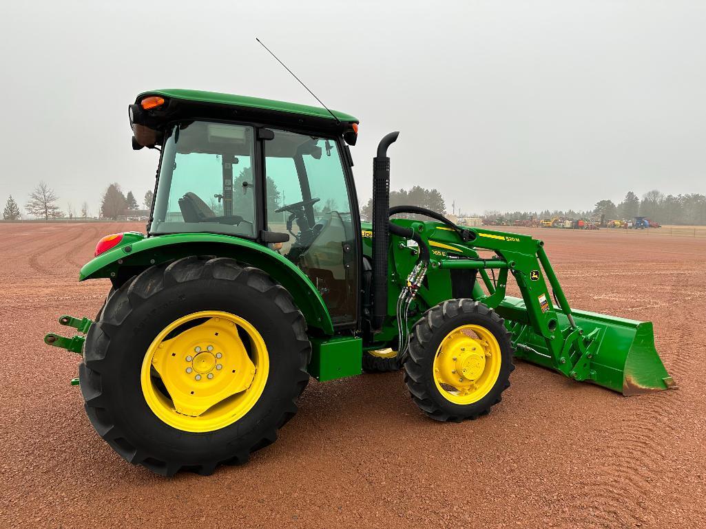 2018 John Deere 5065E tractor, CHA, MFD, John Deere 520M loader, 16.9x28 rear tires, 12-spd