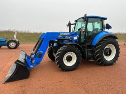 2016 New Holland T5.115 tractor, CHA, MFD, New Holland 835TL loader, Electro Command trans, 460/85R