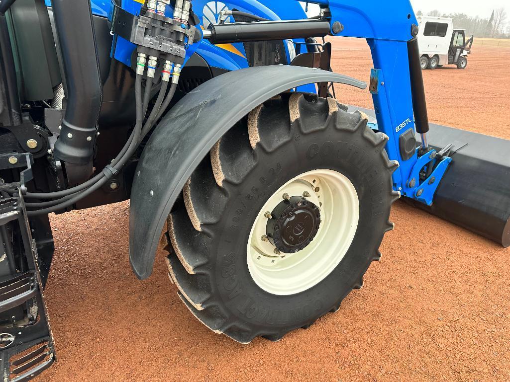 2016 New Holland T5.115 tractor, CHA, MFD, New Holland 835TL loader, Electro Command trans, 460/85R