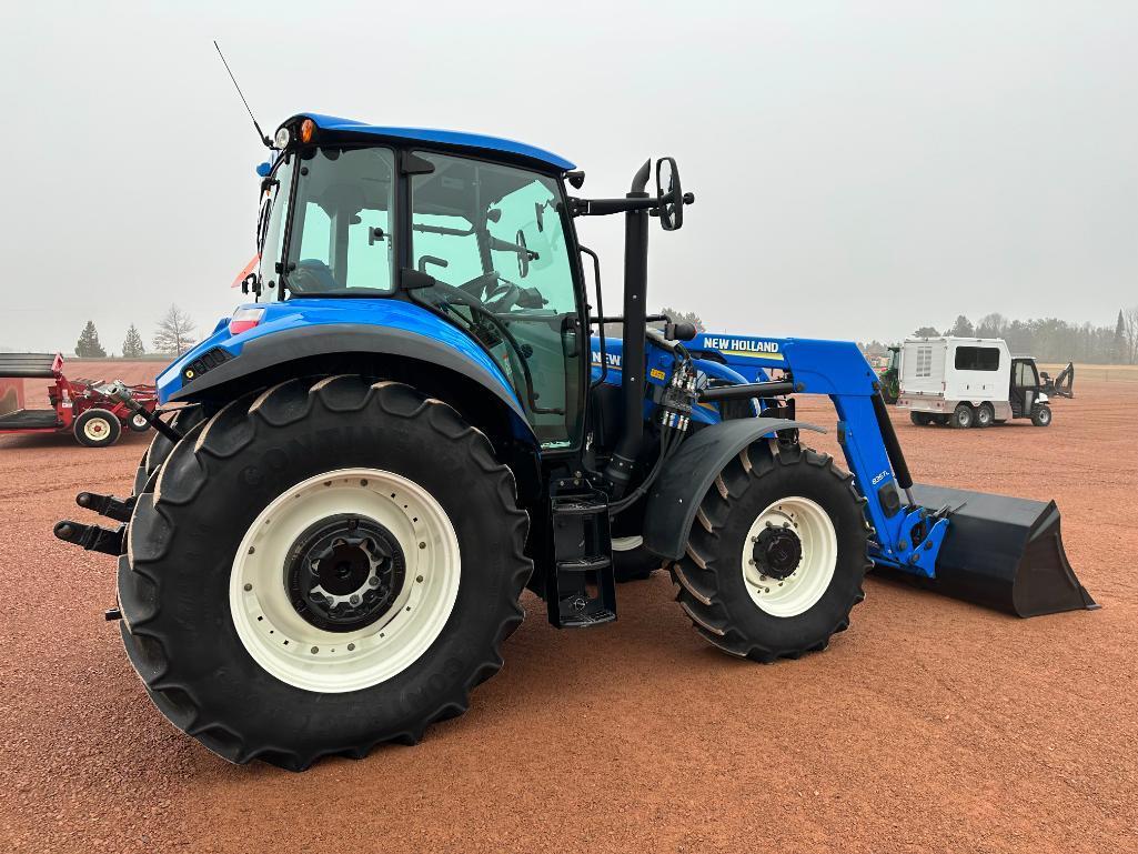 2016 New Holland T5.115 tractor, CHA, MFD, New Holland 835TL loader, Electro Command trans, 460/85R