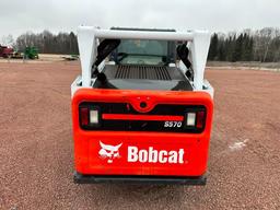 2014 Bobcat S570 skid steer, cab w/heat, high flow aux hyds, 2-spd, Power Bob Tach, bucket, 10x16.5