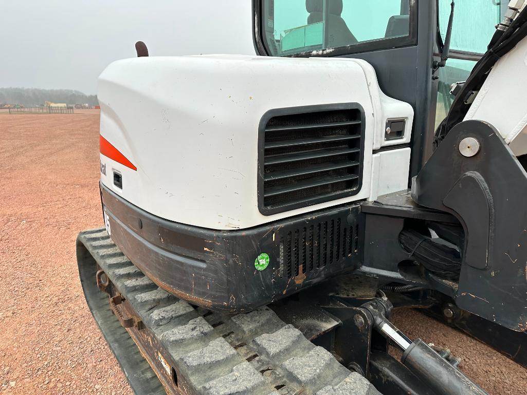 2016 Bobcat E85 excavator, cab w/AC, 18" rubber tracks, 7'5" stick, front blade, 35" quick coupler