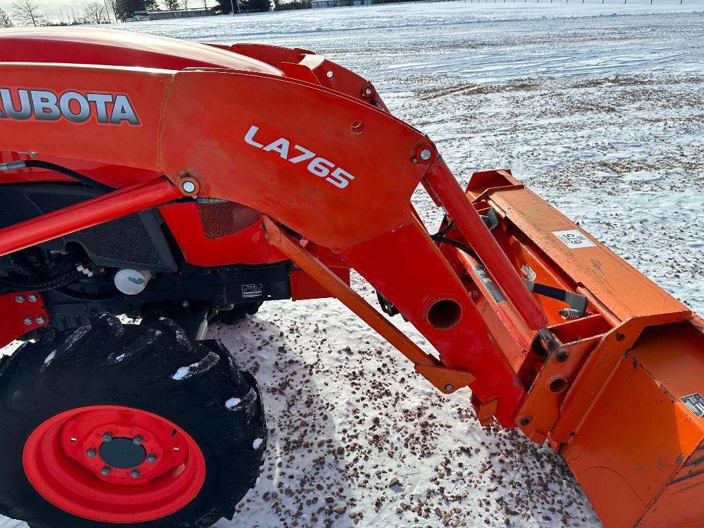 2016 Kubota L4701 compact tractor, open station, 4x4, Kubota LA765 loader, hydro trans, bar tires,