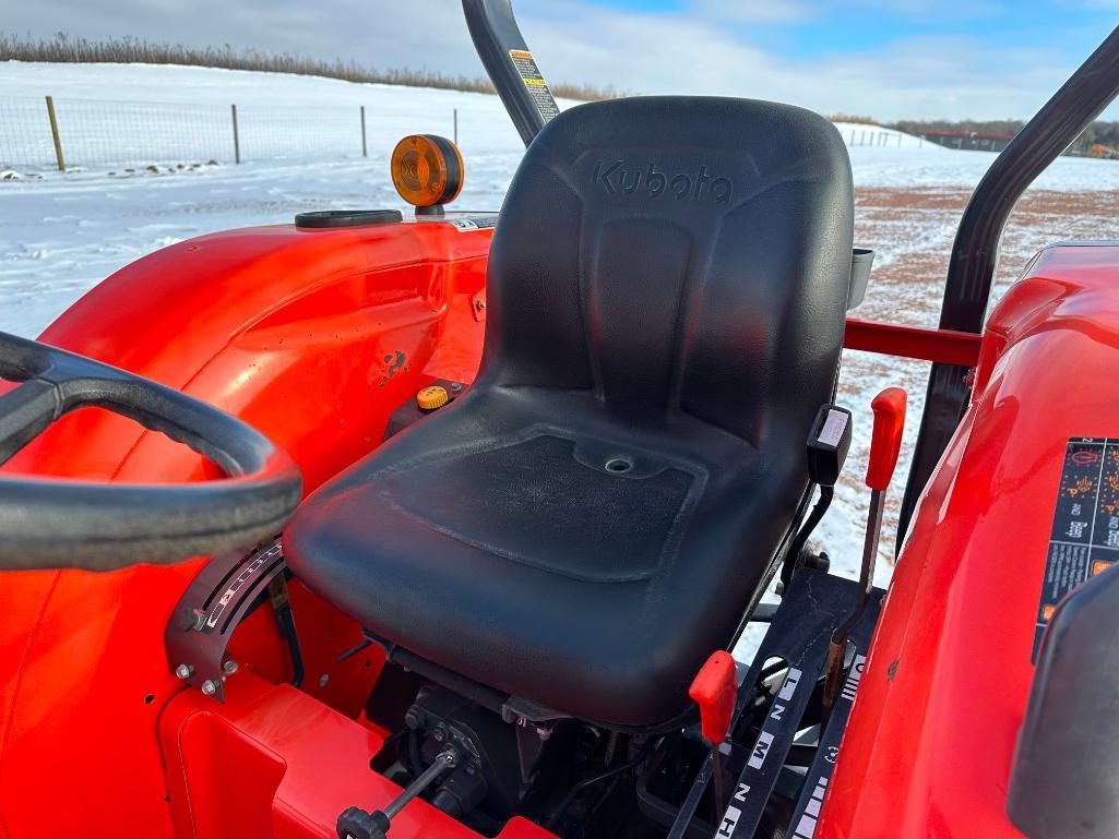 2016 Kubota L4701 compact tractor, open station, 4x4, Kubota LA765 loader, hydro trans, bar tires,