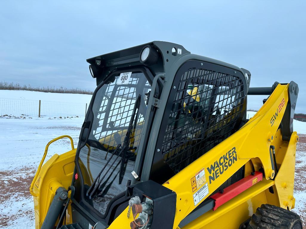 2015 Wacker Neuson SW28 skid steer, cab w/AC, high flow aux hyds, 2-spd, hyd quick coupler, Perkins