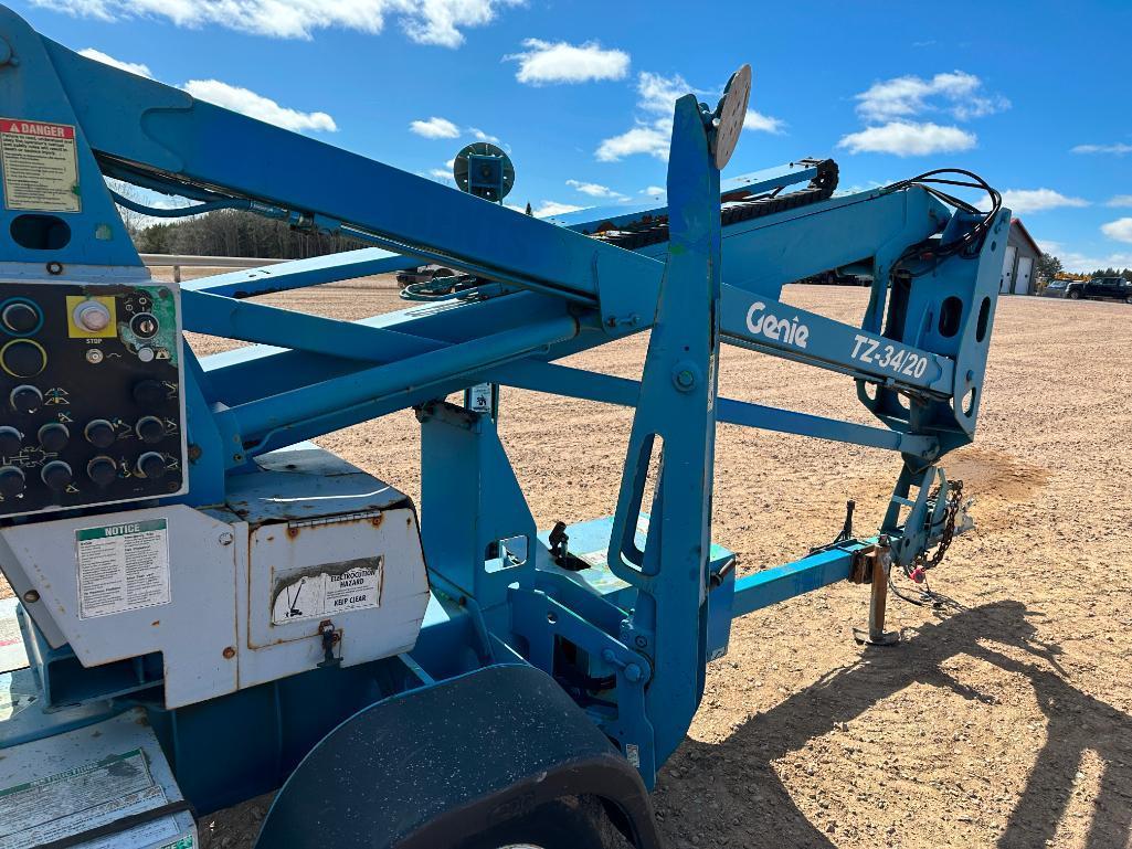 2006 Genie TZ-34/20 electric powered towable boom lift, 34' lift, outriggers, ball hitch,