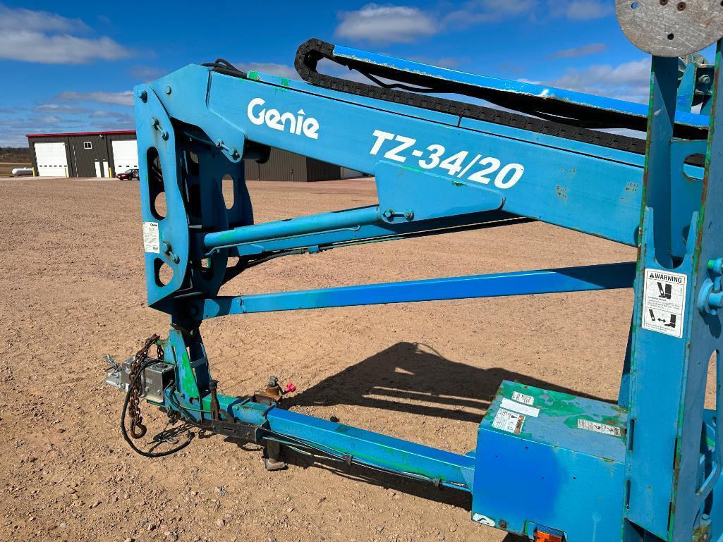 2006 Genie TZ-34/20 electric powered towable boom lift, 34' lift, outriggers, ball hitch,