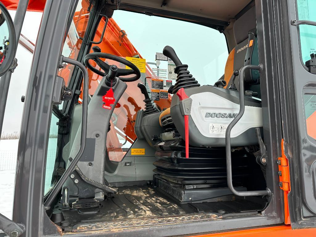 2013 Doosan DX190W-3 wheel excavator, cab w/AC, 7'7" stick, front blade, 10.00x20 tires, 36" quick