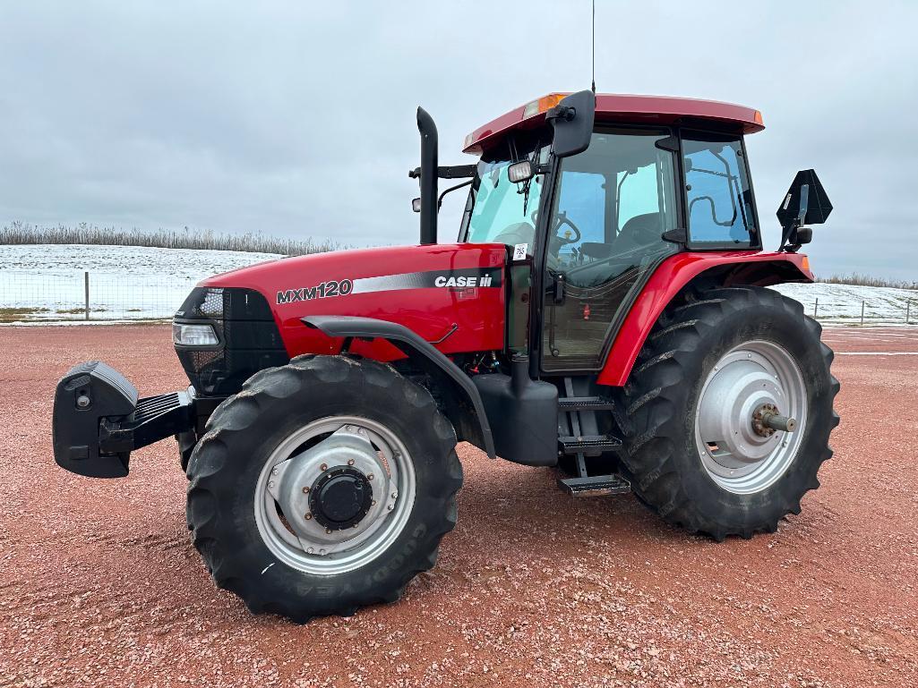 2004 Case IH MXM120 tractor, CHA, MFD, 18.4x38 rear tires, powershift trans, 4-hyds, 540/1000 PTO