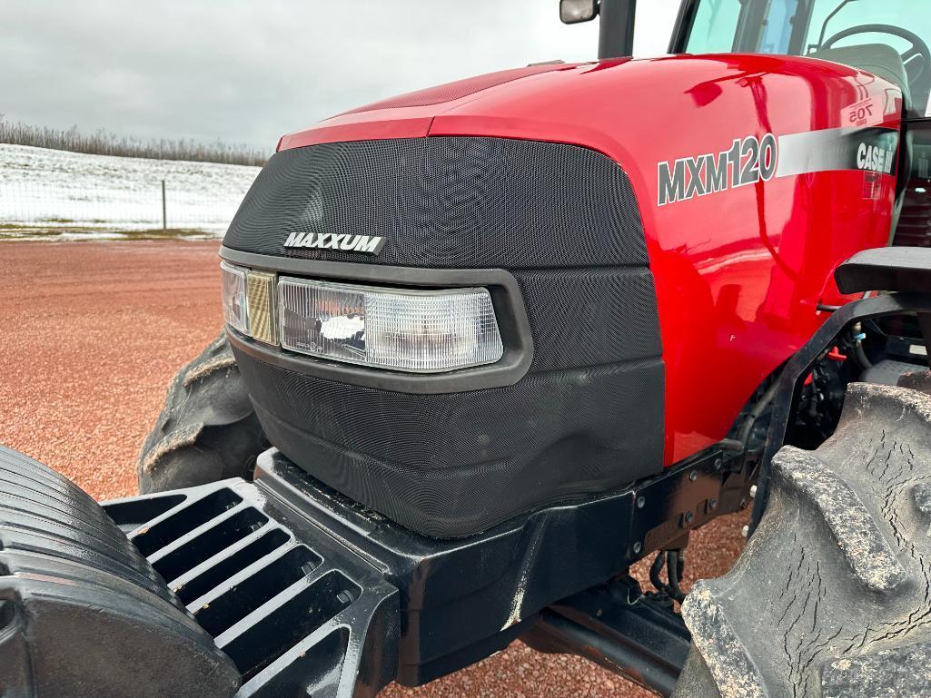 2004 Case IH MXM120 tractor, CHA, MFD, 18.4x38 rear tires, powershift trans, 4-hyds, 540/1000 PTO