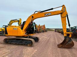 2017 JCB JS131LC excavator, cab w/AC, 20" track pads, 8'2" stick, pattern changer, 40" bucket, air